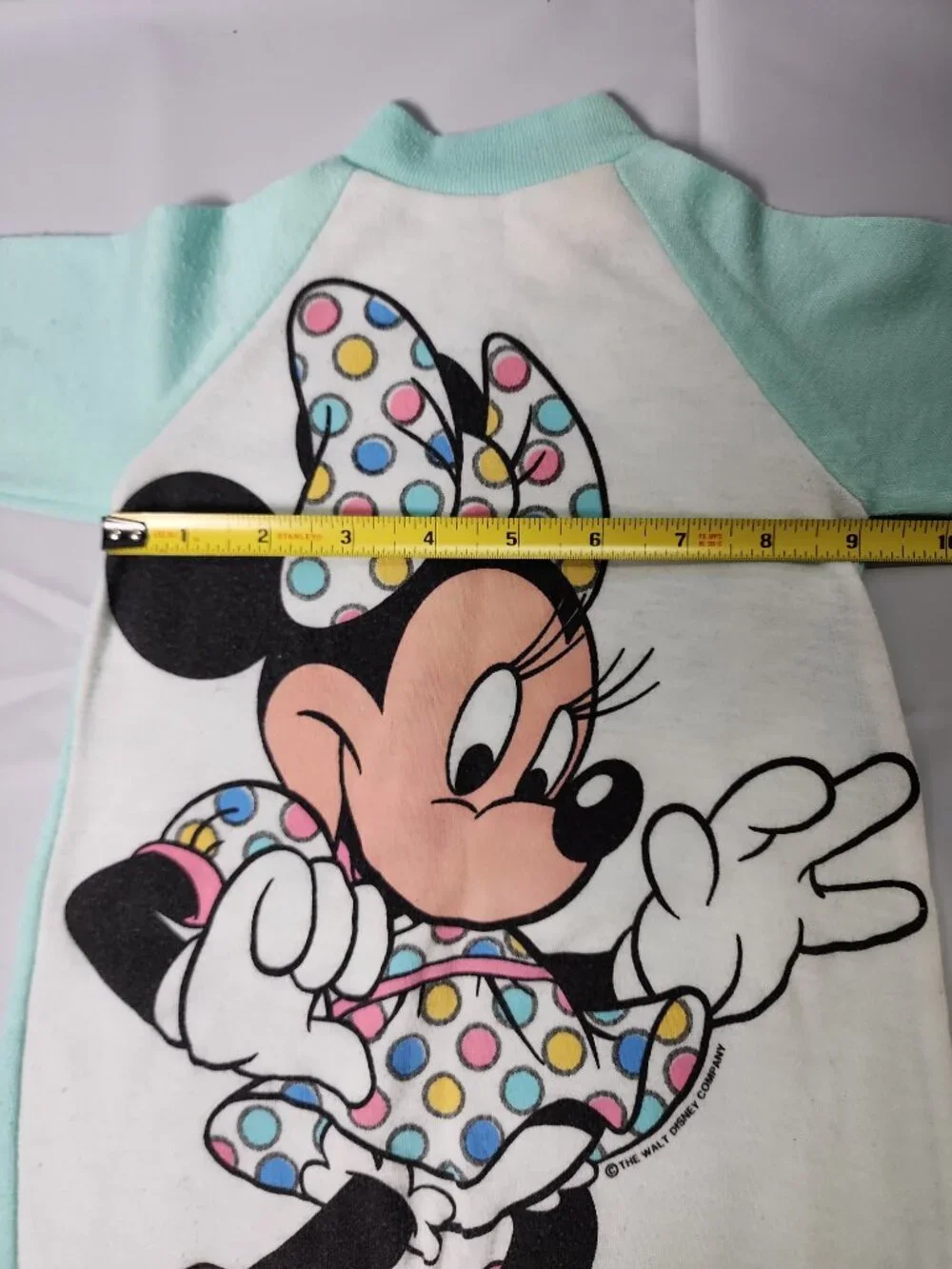 Disney Jog Togs Minnie Mouse Roller Skating Romper Mint Green Medium USA VTG